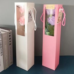 Transparant venster geschenkzakken bloemboeket draagtas bruiloft handvat tassen voor gasten creatieve snoepdoos feestartikelen
