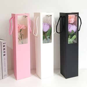 Transparant venster geschenkzakken bloemboeket draagtas bruiloft handvat tassen voor gasten creatieve snoepdoos feestartikelen LX6152