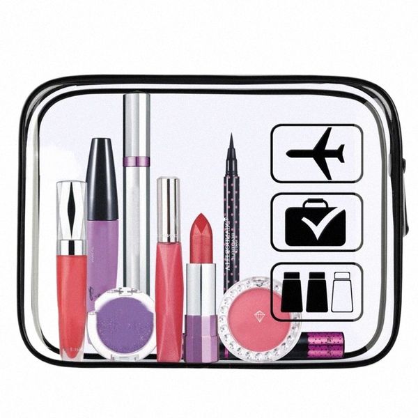 Bolsa de maquillaje con cremallera transparente, caja organizadora para hombres y mujeres, bolsa de cosméticos transparente de viaje, artículos de tocador impermeables con bolsas de maquillaje, estuche b9TL #