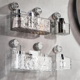 Étagères de salle de bain transparente aspiration tasse Nodrill coin étagère de douche de rangement de rangement de rangement accessoires de bain 240506