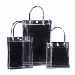 Transparet Tote Bag Shop Sac à main à bandoulière PVC Sac de rangement étanche pour emballage de cadeaux Sacs en plastique cosmétiques de grande capacité y4yT #