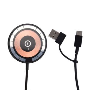 Cargador QI inalámbrico rápido magnético Transpraent de 15 W para iPhone 14 13 12 Pro Max Plus y otros teléfonos de carga inalámbrica compatibles con cable USB tipo C 2 en 1