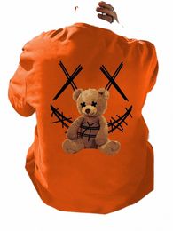 Piégé Brown Bear Motif imprimé T-shirt pour hommes col rond Tops amples respirant confortable décontracté surdimensionné femmes vêtements N8pO #