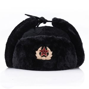 Trapper -hoeden mode wilde winter warme hoed Sovjet badge Lei Feng winddichte waterdichte mannen en vrouwen buiten dikke oorbellen S 220913