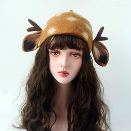 Sombreros de trampero Hecho a mano Original Sombrero de alce de bosque de fieltro húmedo Sombrero de elfo Temperamento artístico