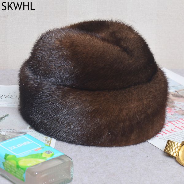 Sombreros de trampero Hombres Mink Fur Fashion Moda de Mink Mink Fur Gap Invierno Top de copa de invierno Boanie Boanie Boina real Mink Fur Cap para hombres 230817