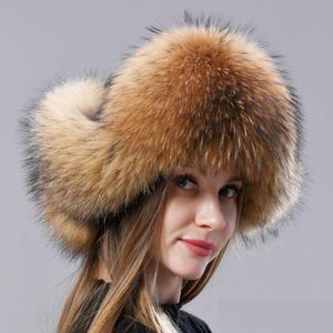 Trapper -hoeden natuurlijke bont Russische hoed met oren uShanka vrouwen winter warme pluizige stijlvolle vrouwelijke staart cap mode echt 221129 drop dha49