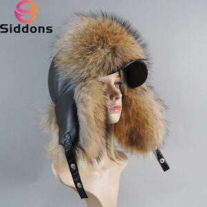 Chapeaux de trappeur Style hiver chapeau Ushanka hommes femmes pilote bombardier chapeaux de trappeur véritable fourrure de renard en cuir casquette de neige avec rabats d'oreille 231113