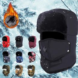 Chapeaux de trappeur hiver fourrure chaud coupe-vent chapeau hommes femmes Lei Feng casquette Bomber fausse fourrure oreille rabat casquette noir Ski Trooper trappeur froid Anti-neige casquette 231115