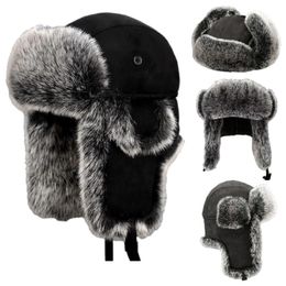 Trapper Hoeden Winter Pluche Bomber Cap voor Mannen Nepbont Russische Ushanka Vrouwen Dikke Warmer Motorkap Winddicht Warme Rijhoed met Oorkleppen 231122