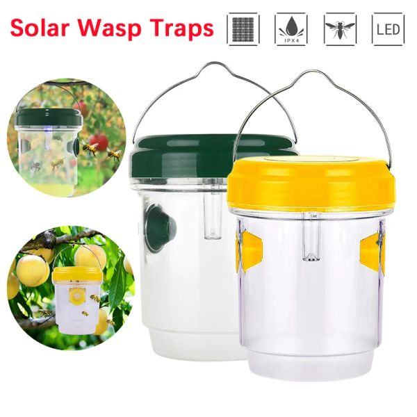 Pièges 2PCS Piège de guêpe à énergie solaire suspendue Trap à mouche de fruits avec contrôle d'entrée UV LED LED LETHEREEDYAU