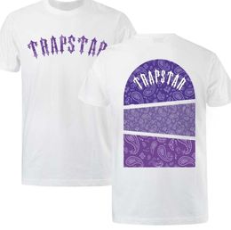 TRAPSTAR ART OF WAR PAISLEY TShirt Hommes Mode Casual Manches Courtes Harajuku Lâche Tops Surdimensionnés violet texture Imprimer T-shirts Respirant et décontracté Nouveau style