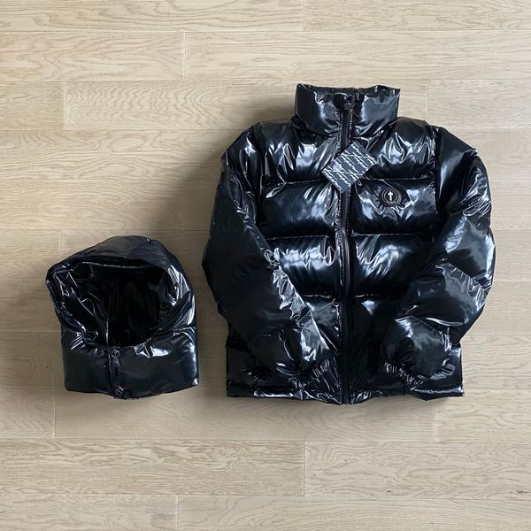 Abrigo Trapstar para hombre y mujer, chaqueta trapstar bordada, chaqueta Irongate negra brillante, capucha desmontable, cortavientos de invierno de alta calidad