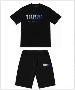 Trapstar Designer Men's Tracksuits Pakken Paren geborduurd korte mouw shorts dames crew neck trap ster sweatshirt 06J