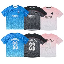 Футболка Trapstar Football Jersey Designer Mens Shirt Mesh Short Sleeve Blue No.22 Sportswear T-shirt Leisure Trend Street Fashion Ukvv