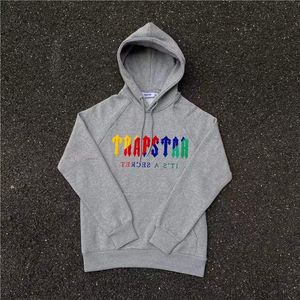 Trapstar sweat à capuche complet survêtement arc-en-ciel serviette broderie décodage vêtements de sport à capuche hommes et femmes costume de sport pantalon à glissière Taille XL 2023 Vente chaude