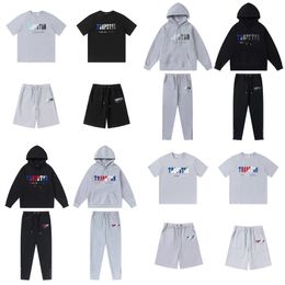 Trapstar Hoodie Shorts T-shirts Broderie Pull En Peluche Vêtements De Mode Pantalon À Cordon Assorti Taille S-XL Avec Dust Opp Bag