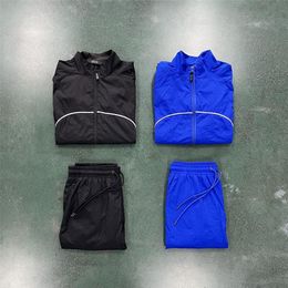 Trapstar Veste Survêtement Hommes Irongate Shell Suit 2 0 Version bleu et noir 1to1 Qualité Lettrage Brodé Femmes Manteau Taille XS2465
