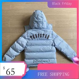 Trapstar Jacket Trspstar Vestes à capuche pour hommes Hiver Londres Doudoune à capuche détachable Bleu glace Polaire Activewear Femmes Vêtements chauds Bleu bébé 896