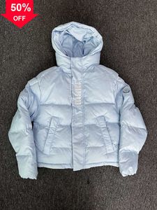 Trapstar London Decoded Puffer 2.0 Ice Blue Veste à capuche avec lettrage brodé Manteau d'hiver Tsyb1