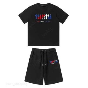 Trapstar Hommes t-shirt pantalon 2 pièces ensembles Designer arc-en-ciel serviette broderie décodage t-shirts hommes noir blanc col rond t-shirt 1 K2WX