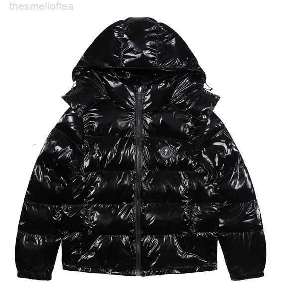 Trapstar-abrigos negros brillantes para hombre y mujer, chaqueta Irongate bordada, capucha desmontable, invierno, 32LPR