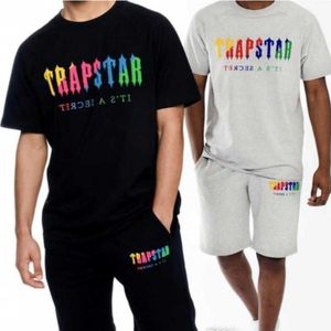 Trapstar Summer Tracksuits para hombres diseñador de algodón estampado estampado de manga corta shorts shortfits 2 piezas conjuntos de deportes de moda