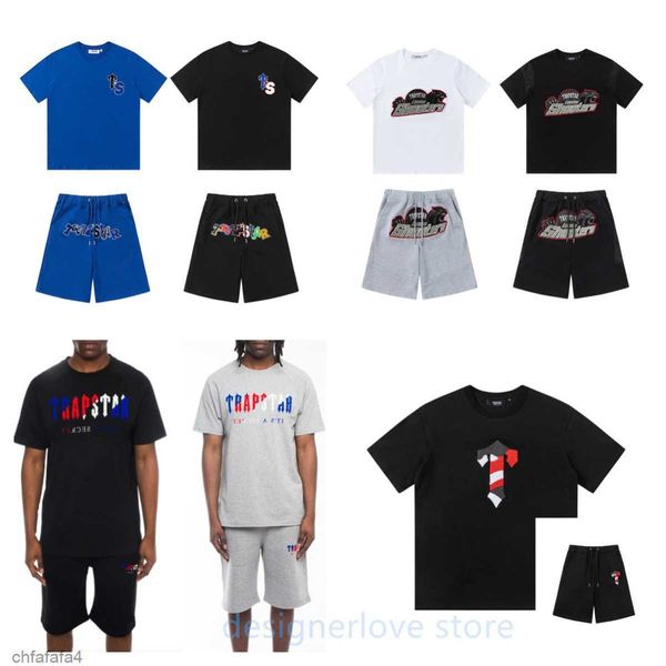 Trapstar T-shirt Shortrs Shorts Set Designer Mens Shirts Matching Sets Luxury Women Tshirt Pant Suit Streetwear broderie Black White Tee Tee Summer 6ATY