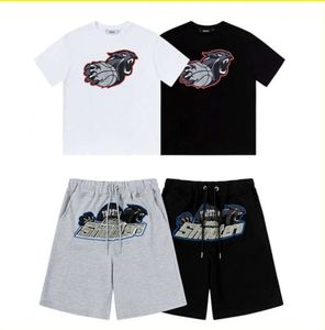 Trapstar Tijgerkop geborduurde shorts + bedrukt T-shirt met korte mouwen Sport Casual Capri Set Zomer