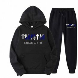 Trapstar Tracksuit Brand Gedrukte shirts Men Sportkleding Multi-kleuren Warme twee stukken Set Losse Hoodie Sweatshirt Pants Jogging O3by#
