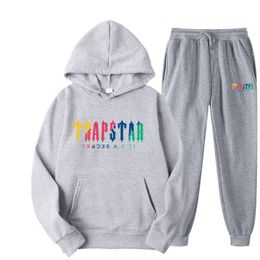Survêtements Trapstar lettre imprimée hommes et femmes multicolore deux pièces pantalon à capuche lâche costume de jogging