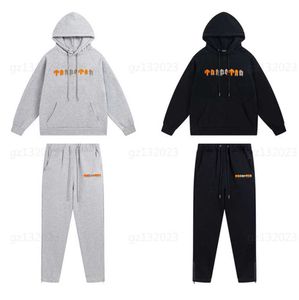 Trapstarr Man Zwarte Hoodie Tweedelige Set Geel Grijs Handdoek Borduren Gewatteerde Trui Casual Sport Broek Heren Trainingspak Pak 0607