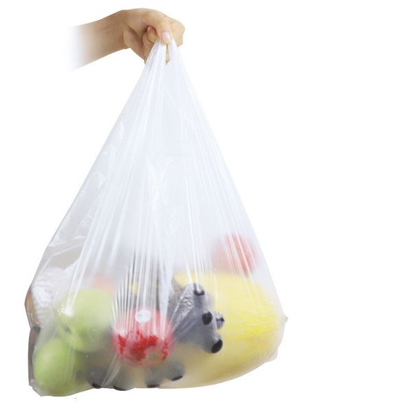 Bolsas de basura 100 Uds tipo chaleco para llevar venta de frutas engrosamiento comida rápida bolsa de plástico supermercado compras cocina basura 230621