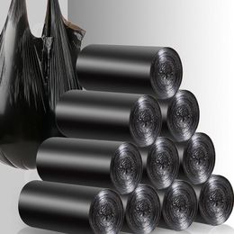 Trash Bags 5Rolls100pcs Grote vuilniszakken Zwart Dikkel Dikkel Disposable Milieuafvaltas Privacy Plastic afvalzakken 43x63cm 230210