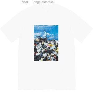 Camisetas de basura para hombre, camiseta clásica de manga corta con estampado de estatua de la libertad y vertedero de basura