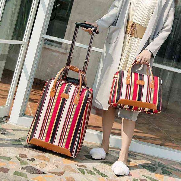 Trave Valise Avec Spinner Wheels '' Trolley Bagages Sac Oxford Femmes Week-End Sac À Main Ensemble Cabine Valise J220707