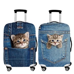 Voyage 3D Couvercle de protection des bagages de motif animal adapté à un couverture de poussière de valise de chariot de 18 à 32 pouces