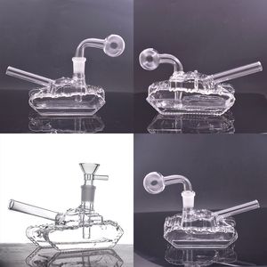 Voyage 3style réservoir créatif 3D narguilé verre dab rig bong épais portable pas cher eau tabac bongs tuyaux avec 14mm mâle downstem fumer bol de brûleur à mazout