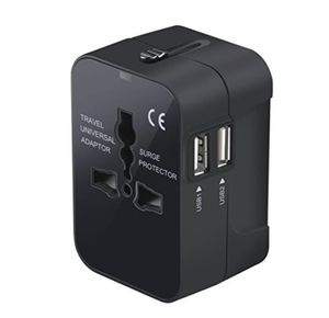 Convertisseur d'adapte de voyage dans le monde entier tout dans un chargeur d'adaptateur de prise d'alimentation de mur universel AC avec doubles ports de charge USB2380376