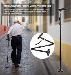 Viaje Cañas plegables ajustables Caminar con bastones LED Light Mobility Aids para artritis seniors discapacitados ancianos4230837