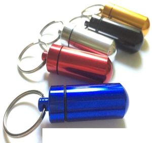 Voyage en aluminium alliage imperméable Boîte de pilule de pavage clés de la chaîne de clés de la chaîne de clés de la chaîne de porte-clés Organisateur de bouteille Conteneur Keychain5495896