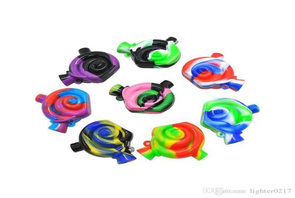 Voyage Bong Forme D'escargot Tuyau D'eau En Silicone Non Toxique De Qualité Alimentaire Silicone Dab Rig Portable Huile Rigs Silicone Blunt Bubbler Eau B9220256