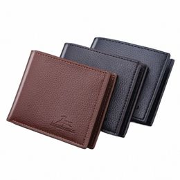 Voyage Busin Coins Purse Permis de conducteur Carte de crédit en cuir MEY MEY SLIM BILLfold Pollet Men de portefeuille D6K2 #