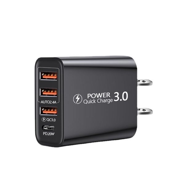 Chargeur de Voyage 3 Ports USB et Type-C PD QC3.0 Adaptateur Secteur Charge Rapide 5V 2.4A US EU Plug Home Dock Chargeurs Charge Pour Huawei Samsung Galaxy Note LG Tablette