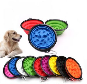 2023 Recipiente de alimentación plegable para perros y gatos de viaje Dos estilos Alimentador de platos de agua para mascotas Recipiente plegable de silicona con gancho 9 colores para elegir JL1255