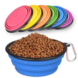 Travel Inklapbare Pet Dog Cat Feeding Bowl Water Dish Feeder Siliconen Vouwbaar 12 kleuren om te kiezen