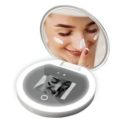 Reis compacte spiegel met UV -camera voor zonnebrandtest Handheld LED Beauty Makeup Facial Examen Testing Magnif L6L6 240409