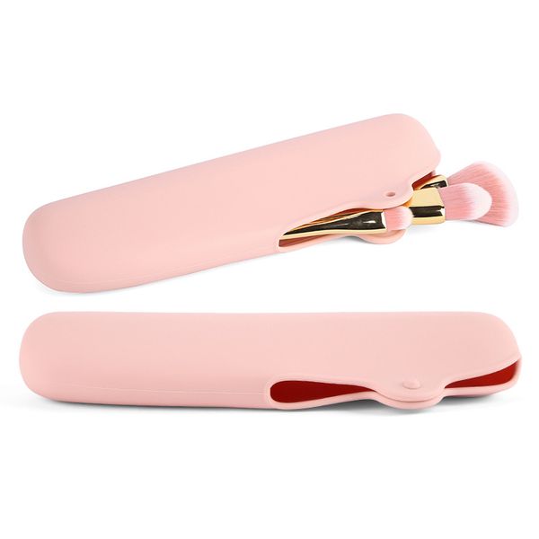 Soporte para brochas de maquillaje de viaje, estuche portátil de silicona para brochas faciales, bolsa, organizador de herramientas de maquillaje suave y elegante para viajes y uso doméstico