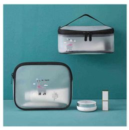 Travel Makeup draagbare toilettas opbergtas met grote capaciteit en afwerking mat transparante TPU make-up tas 220531