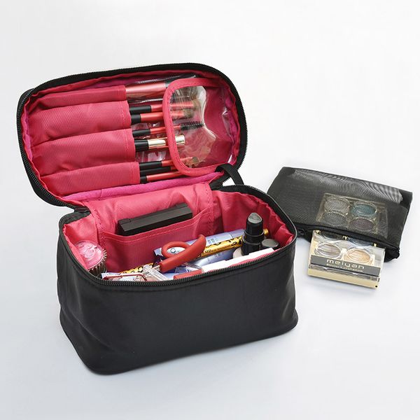 Estuche de viaje para maquillaje Estuche para maquillaje Estuche para cosméticos Bolsas Organizador Cosméticos Estuche para brochas de maquillaje Artículos de tocador Joyería Accesorios digitales Negro